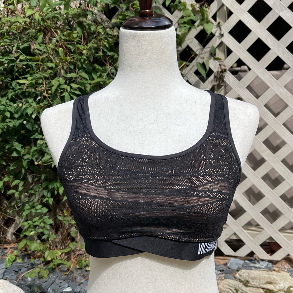 NWOT Victoria Sport “The Player” Lace Overlay Criss-cross Racerback Sports Bra - Picture 1 of 16